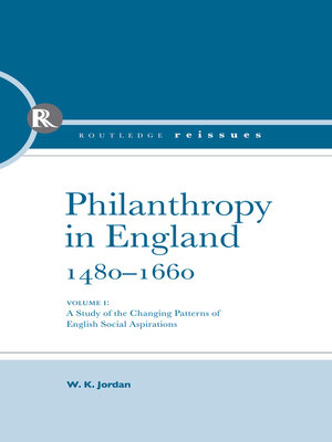 cover image of Philanthropy in England, 1480--1660